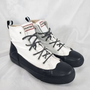 Hunter Canvas Duck Dip Canvas Shoes White Black 251141011 Rare Women's Size 7.5